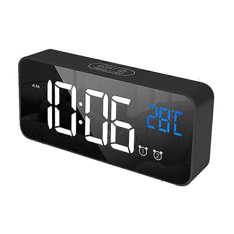 Dww-1 czarny cyfrowy budzik, budzik LED z funkcją drzemki, port ładowania USB (czarny) 17,5 cm x 4 cm x 7,5 cm