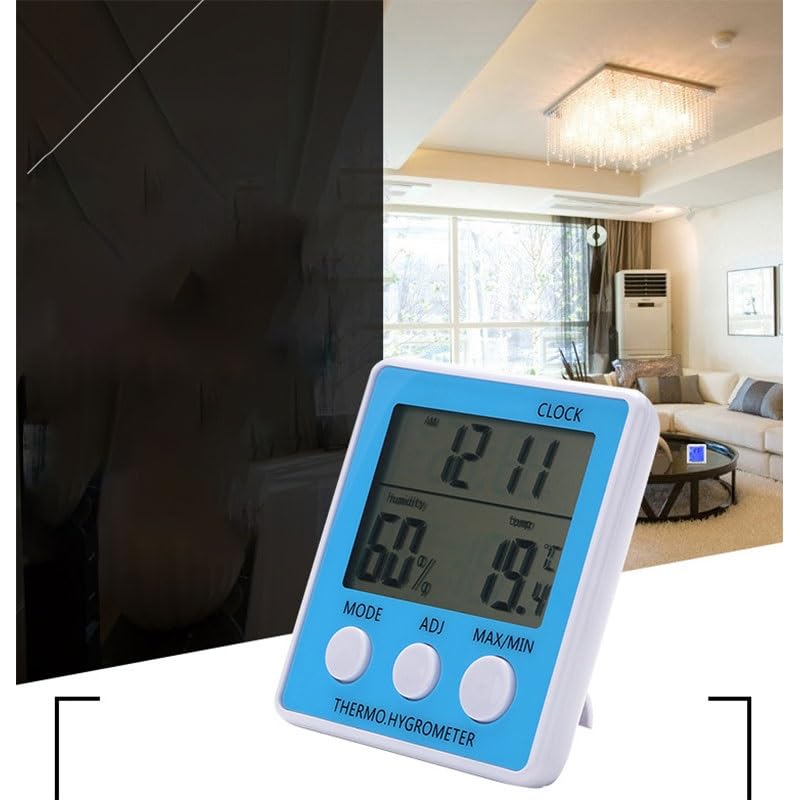 ABS Indoor Electronic Thermometer Hygrometer with Clock Household Temperature Humidity Meter