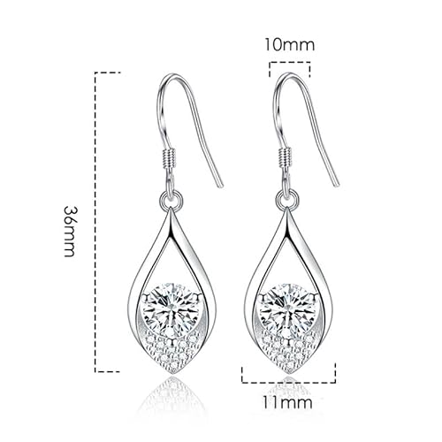 Dangle Plated Silver Nickel Free Earrings For Women Girls Teens Fashion Dangle Tear Drop Sparkly Crystal Earrings For Women Girls Teens (Wh_Water_Drop_White) #TOP5