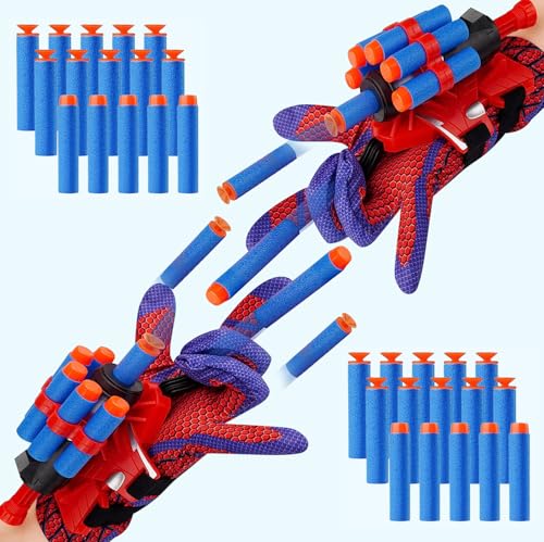 Image of Set of 2 Spider Web Shooters Toy Set, Superhero Glove Launcher, Safe Outdoor Action Toys for Kids, Halloween Christmas Birthday Party Gifts for Boys and Girls (AA, 2)