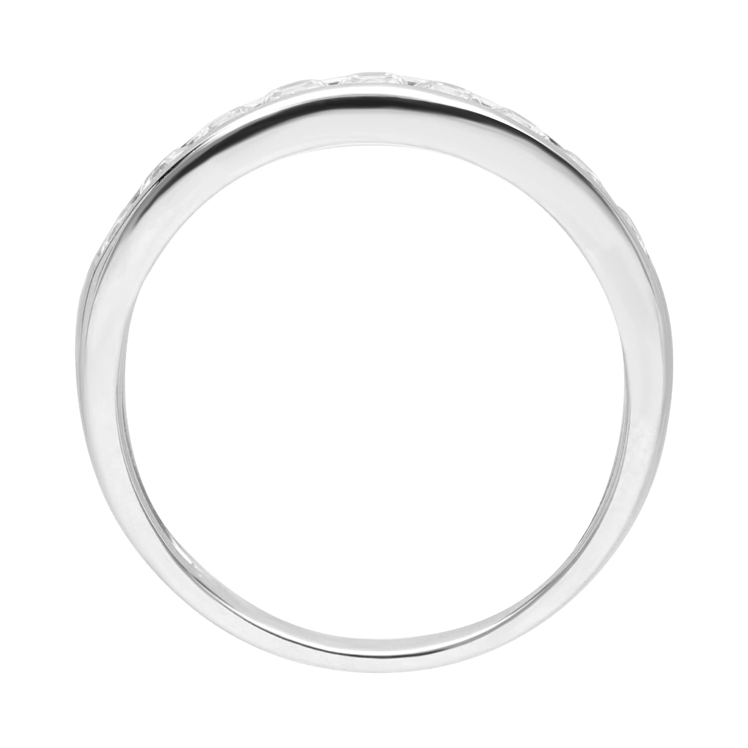 9ct White Gold 0.5ct Finest 100 Cut Swiss Cubic Zirconia Channel Set Half Eternity Ring