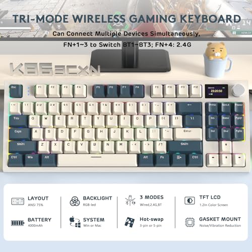 Clavier mécanique ATTACK SHARK K86 sans fil 75% RVB QWERTY avec écran TFT - 2