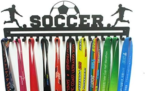 Sports Medal Hanger Display, Medal Holder Ribbon Display with Hooks, Key Holder & Award Rack for Wall, Great Gift for Kids and Adults