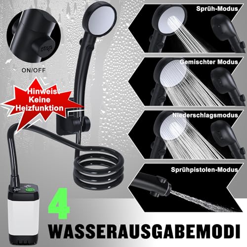 Camping Dusche, Spopal Tragbare Campingdusche wiederaufladbarem 6000mAh – Ansicht 3