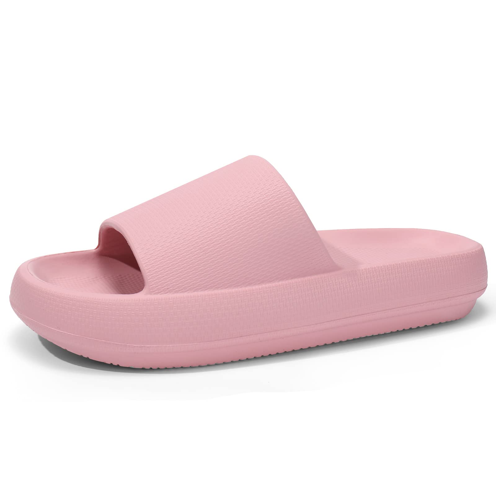 welltree Cloud Slides for Women Men Pillow Slippers Non-Slip Bathroom Shower Sandals Soft Thick Sole Indoor and Outdoor Slides - 9-10 Women/7.5-8.5 Men 5-pink