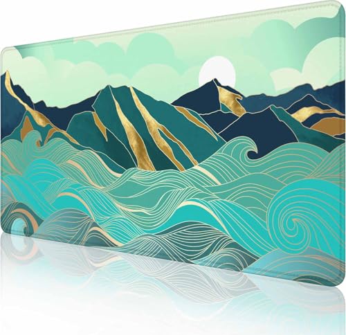 マウスパッド オフィスデスクマット 大型ゲーミングキーボードパッド ステッチエッジ 洗濯可能 滑らかな表面コントロール & 正確 拡張コンピューターマウスマット (31.5 x 11.8インチ) - ブラック コズミックコンステレーションマジック