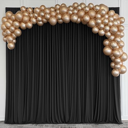 KRYOSYN Black Backdrop Curtains for Wedding Parties 10x10FT Wrinkle Free Photo Backdrop Curtains for Wedding Birthday Party Baby Shower Fabric Drape with Rod Pockets 5ft x10ft 2 Panels