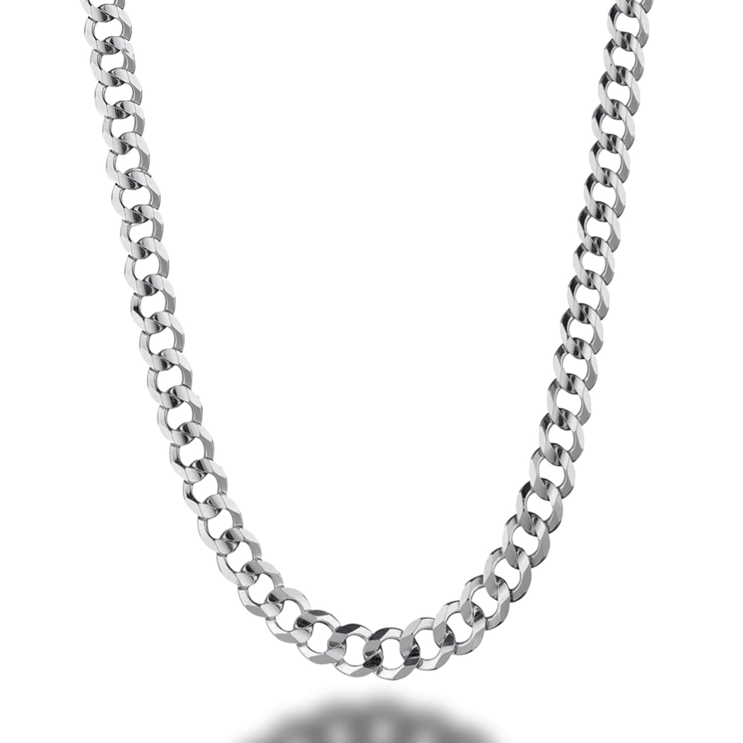 Savlano 925 Sterling Silver 6mm Italian Solid Curb Cuban Link Chain