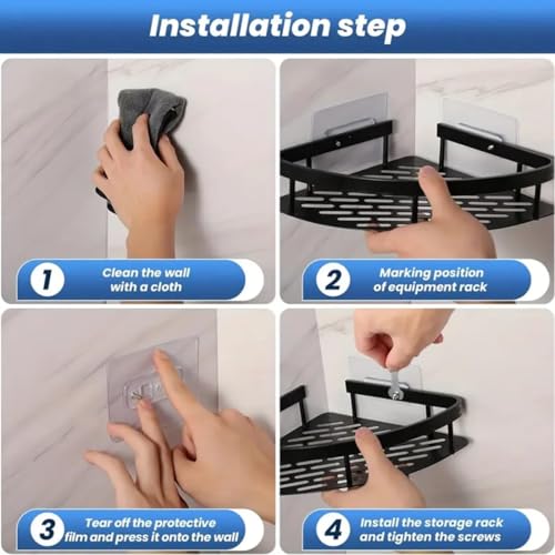 Image of Bathroom Organizer Without Drill | Self Adhesive Wall Shelf for Bathroom & Kitchen | Stainless Steel Bathroom Rack & Shampoo Holder | No Drill Wash Basin Storage Stand(Pack of 1)