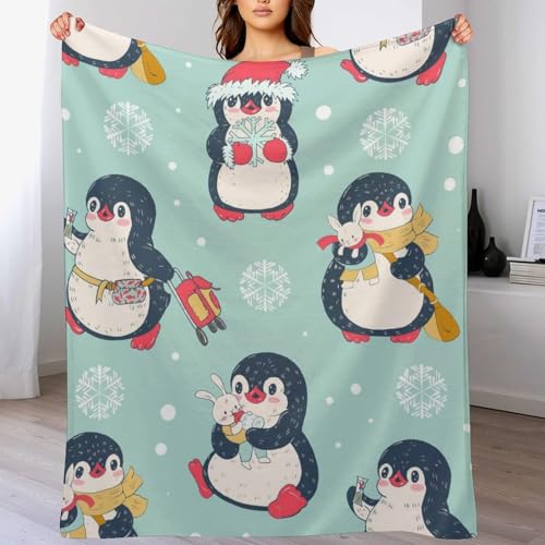 Couverture polaire dessin animé pingouin cadeau idéal lit canapé 150x200cm - 7