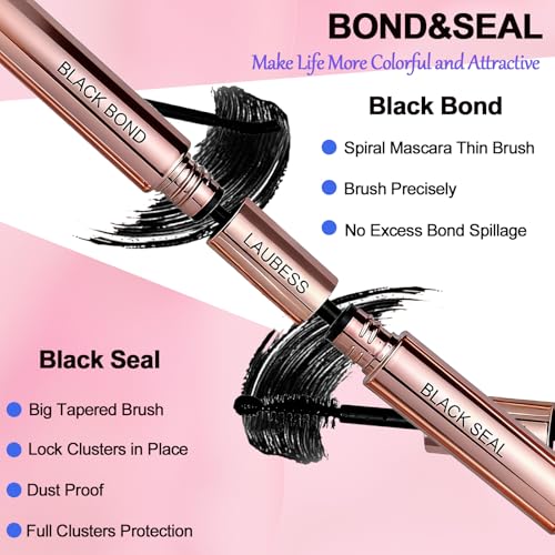 Image of Lash Bond and Seal Lash Glue Waterproof LAUBESS 2-IN-1 Cluster Lash Glue for Eyelash Clusters 72H 10ml (Black /Black)