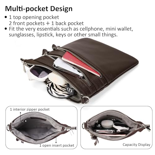 Image of befen Small Genuine Leather Crossbody Purses for Women Trendy Travel Shoulder Handbags with Multiple Zipper Pockets