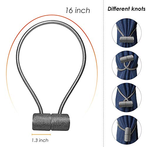 Remunkia Magnetic Curtain Holdbacks Drapery Tiebacks: 2Pack 16 Inch Tie Backs Holdback for Blackout Sheer Window Treatment, White, Upgrade - Image 6