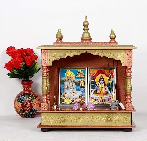Temple en bois marron Mandir pour maison et bureau Devyom