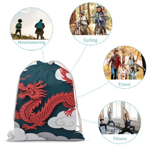 Paper Dragon Drawstring Backpack Gym Bag Lightweight Sackpack Gift for Hiking Travel Beach Shopping3