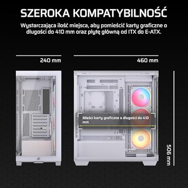 Корпус CORSAIR 3500X LX-R RGB iCUE LINK для ПК mid-tower - 3 x предустановленных вентилятора LX120-R RGB включает системный хаб iCUE LINK кронштейн для предотвращения провисания GPU подходит