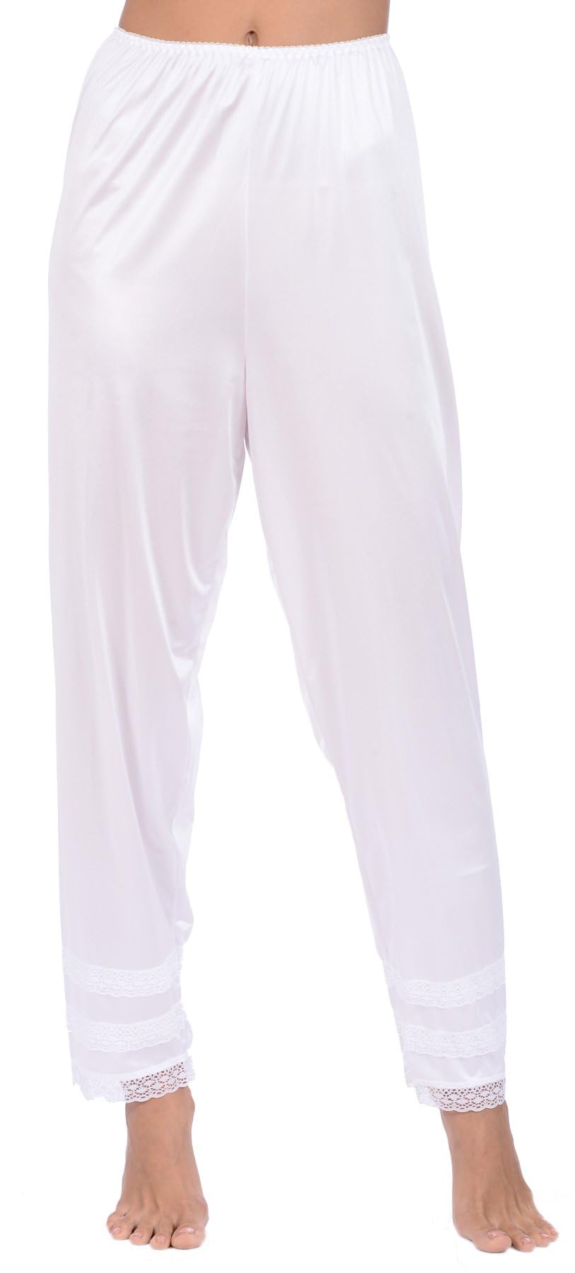 Patricia Lingerie Women's Silky Soft Satin Polyester Snip-it Pant Slip with Cushioned Elastic Waistband and Lace Trim