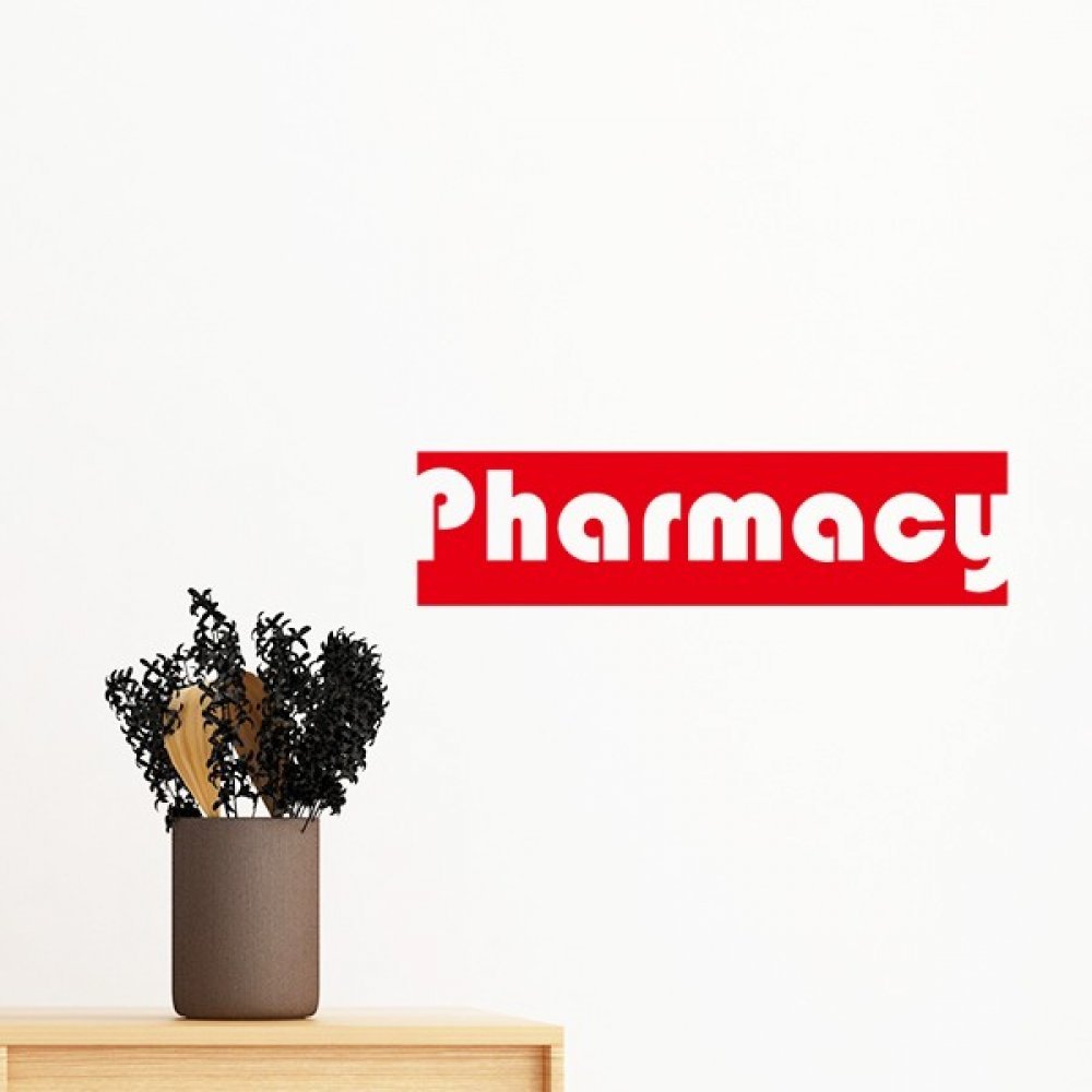 Autocollant mural pharmacie rouge 50cm sticker papier peint amovible chambre