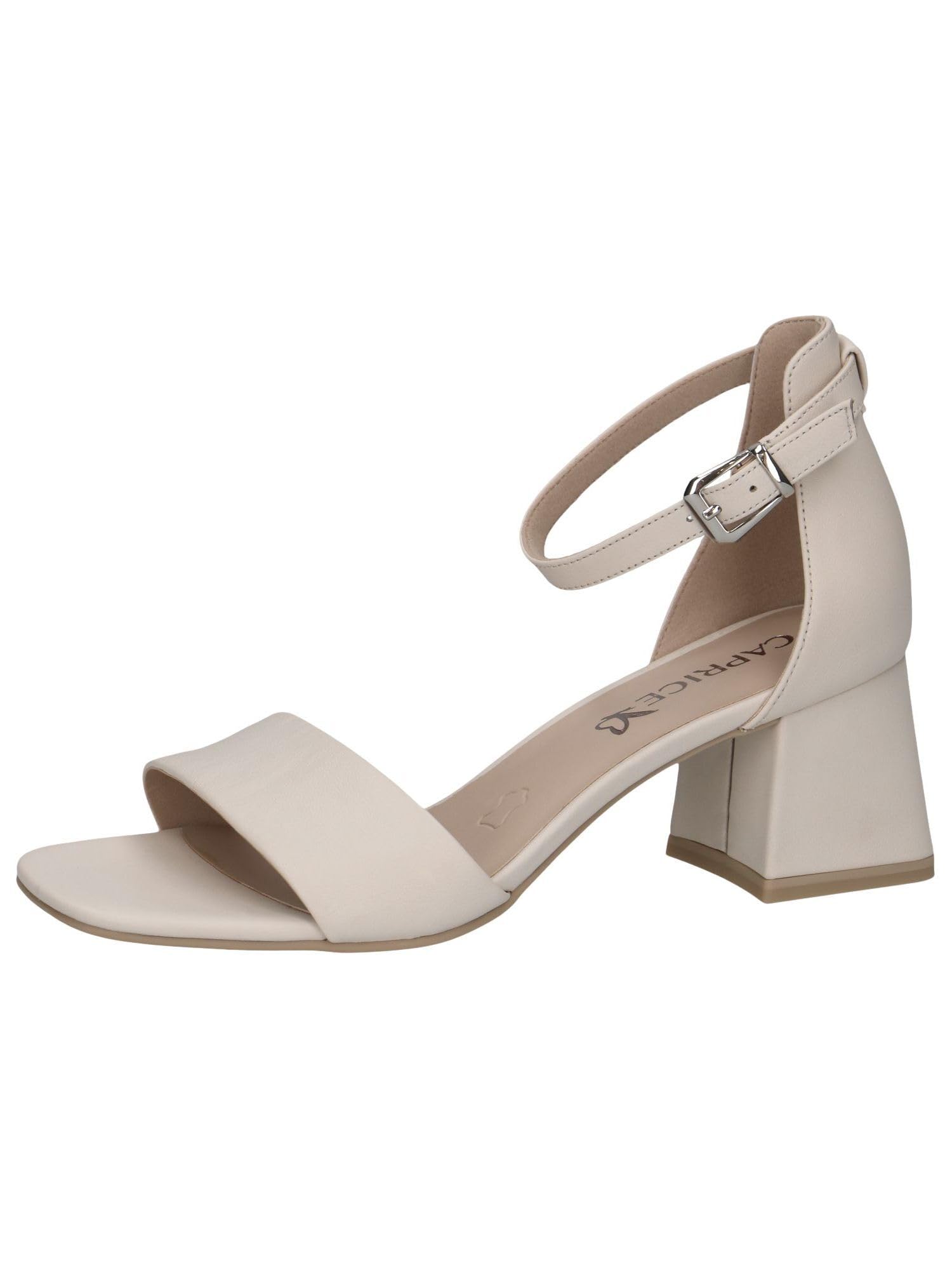 CAPRICE Women Sandals with Heel Leather Straps, Cream (Offwhite Nappa), 6.5 UK