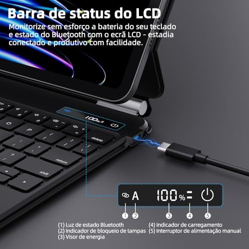 BETTDOW Capa com Teclado e Trackpad para iPad Pro de 11 polegadas (4ª/3ª/2ª/1ª) geração 2022 e Air 6