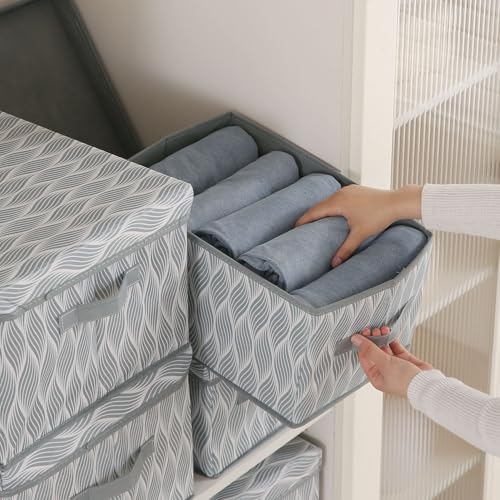 Image of HOKIPO Cloth Organiser for Storage - Under Bed & Wardrobe Organizer Storage Box with Lid | Non-Woven, Moisture-Resistant, Foldable | Pack of 2 Medium (AR-5813 * 2)