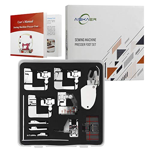 Aiskaer Professional 10-Piece Sewing Machine Presser Foot Kit