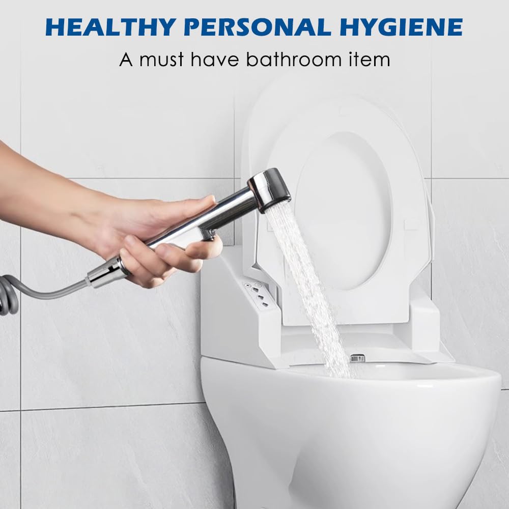 Doccetta per Bidet Doccetta per Lavandino Kit Include Spruzzatore per WC, Deviatore per Rubinetto, Tubo Doccia Estensibile 2m, Perfetto per Igiene Personale Doccia Bagno WC
