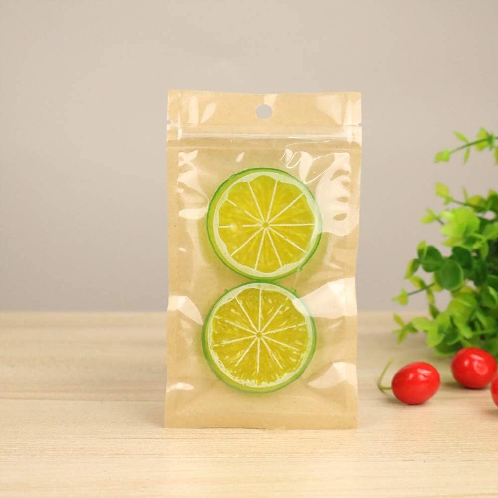 Bolsas ziploc, 100 Uds. Bolsas con Cierre Frontal de plástico Transparente tamaño pequeño Papel Kraft marrón resellable Poly(24x37cm (9.4x14.6 Inch))