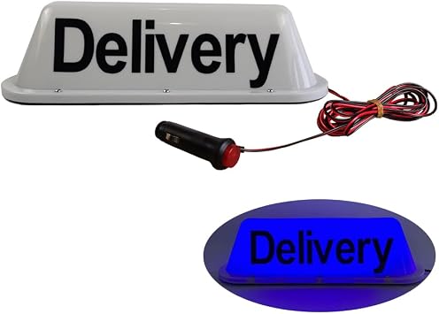 12V Delivery Sign Light,Magnetic Waterproof Taxi Cab Roof Top Illuminated Sign,Delivery Sign LED Light Sealed Base with 3m Power Cable,Four Different Colored Delivery Sign Lights BLUE