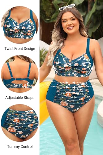 Image of Daci Women's Plus Size Bikini Sets - High Waisted Two-Piece Swimsuits with Tummy Control