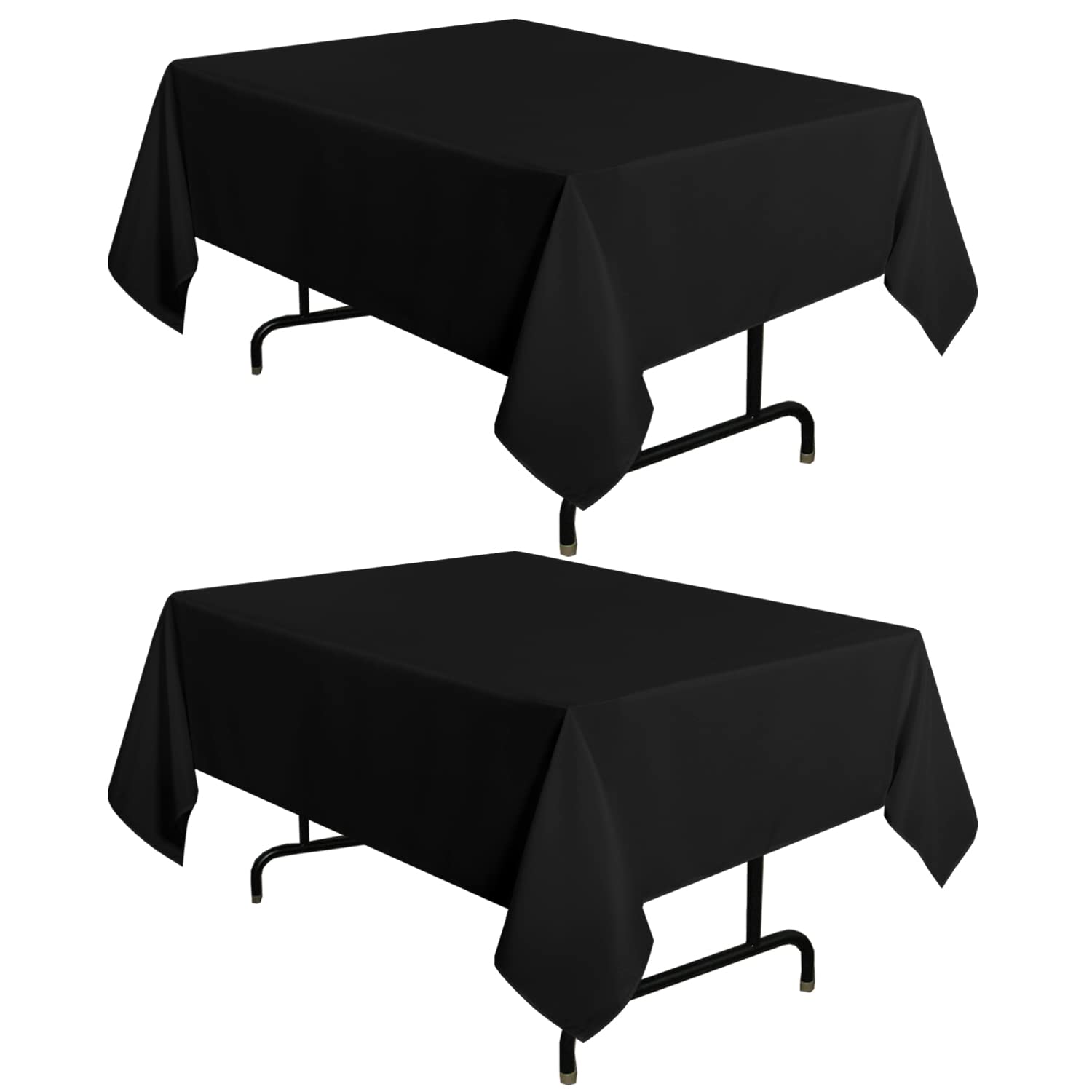 sancua 2 Pack Black Tablecloth 54x54 Inch Square Table Cloth
