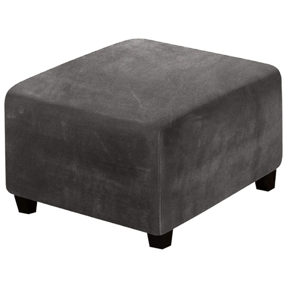 Stretch Ottoman Covers Round/Square Footstool Cover, Velvet Modern Removable Washable Large Stretch Pouffe Cover Anti-Slip Dustproof Foot Stool Slipcovers With Elastic Bottom Swivel chair cover(A17,80