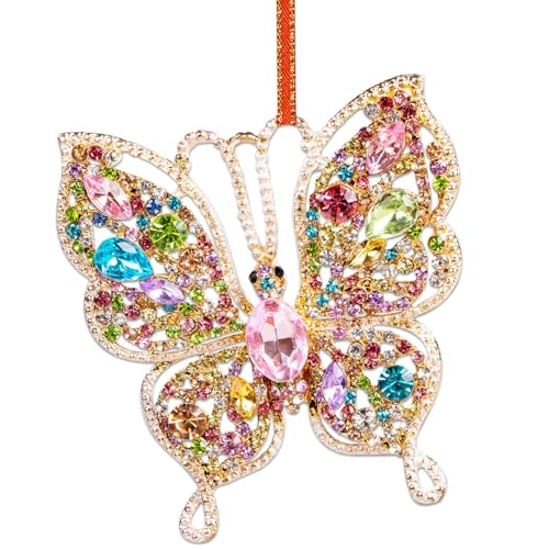 JUESMOS Butterfly Christmas Ornaments 2026 Metal Hanging Ornaments for Christmas Tree Decorations Colorful Butterflies Decorations Butterfly Keepsake Gifts for Girls Sisters Mom Women Kids