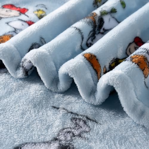 Image of Berkshire Blanket Peanuts VelvetLoft Cute Character Snoopy Plush Throw Blanket,Snoopy the Athlete Closed in Blue,Throw 55 in x 70 in (Official Peanuts Product)