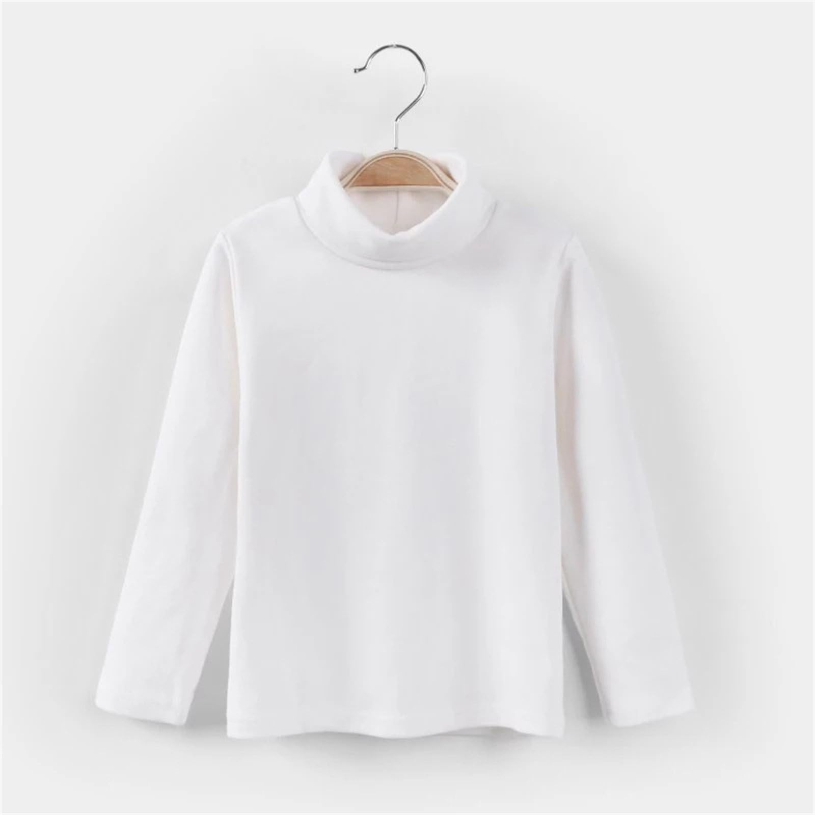 T-shirt à manches longues pour filles - Col roulé - Sous-vêtement thermique confortable et doux - Pour enfants - Couche de base unie - Pull décontracté