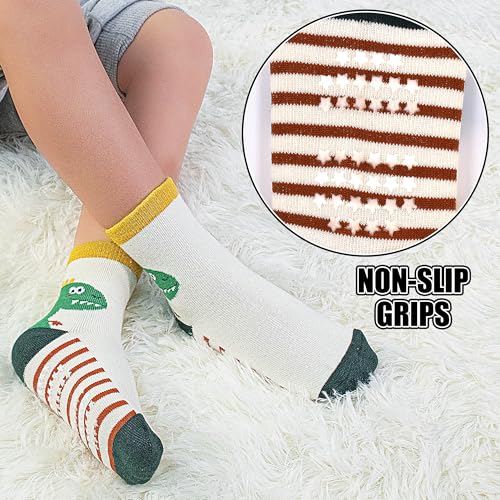 ELUTONG Toddler Socks with Grips Anti Slip Ankle Socks 12 Pairs for 1-7 Years Boys Girls Kids Infant Baby