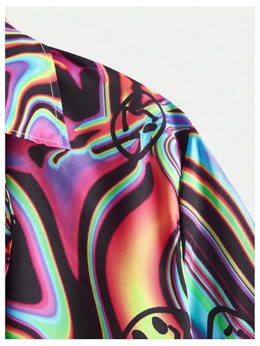 Men's 2 Piece Rave Outfit Short Sleeve Button Down Graphic Shirts and Drawstring Shorts Hawaiian Matching Set3