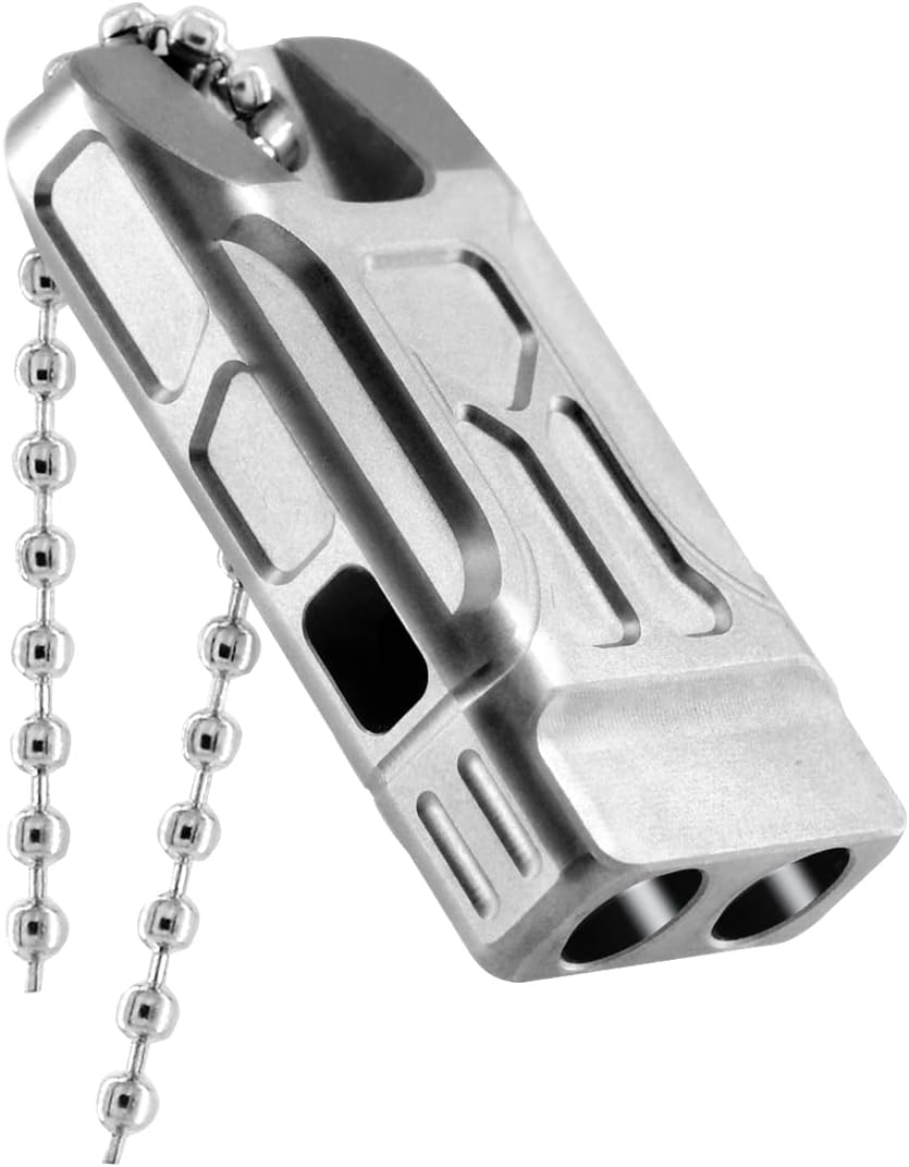 Autuveen Whistle Emergency Titanium Whistle,Survival Loud Whistle Safety Whistle for Kids Women,EDC Signal Whistles Necklace for Camping Hiking Dog Training(Rectangle) : Sports & Outdoors