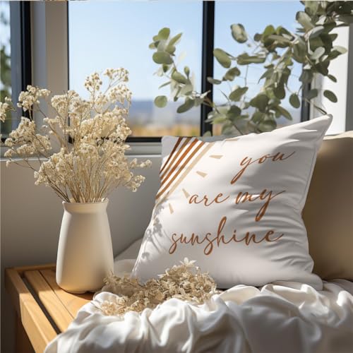 Honlung KT94 You Are My Sunshine Throw Pillow Covers,Inspirational Quote Abstract Boho Sun Sunshine Decorative Throw Pillow Cases 18''X18'' For Home Girls Room Baby Room Nursery,Kids Girls Teens Gifts thumb #2