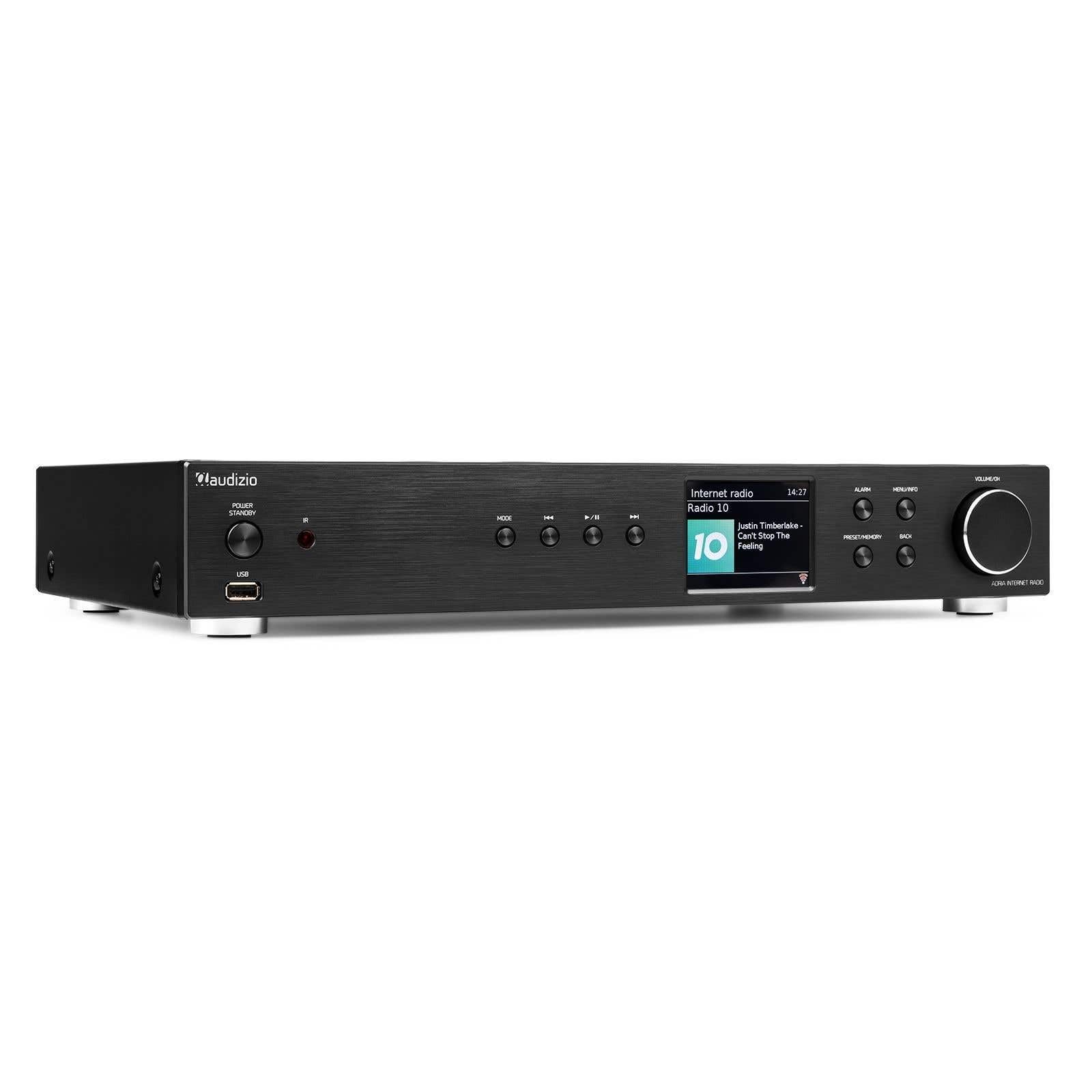Audizio Adria - Internetradio WLAN Radio mit Bluetooth, DAB Tuner, Spotify Connect, HiFi-Tuner, Internet Radio, USB, AUX, RCA Out, Optical, Fernbedienung - Schwarz