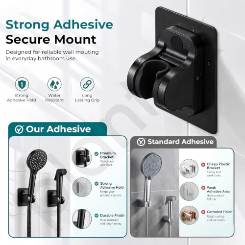 Image of Plantex Bathroom Hand Shower Full Set /5 Mode Handheld Shower with 1.5m Hose Pipe & Self-Adhesive Shower Holder /ABS Hand Shower for Bath- (Black, Combo)