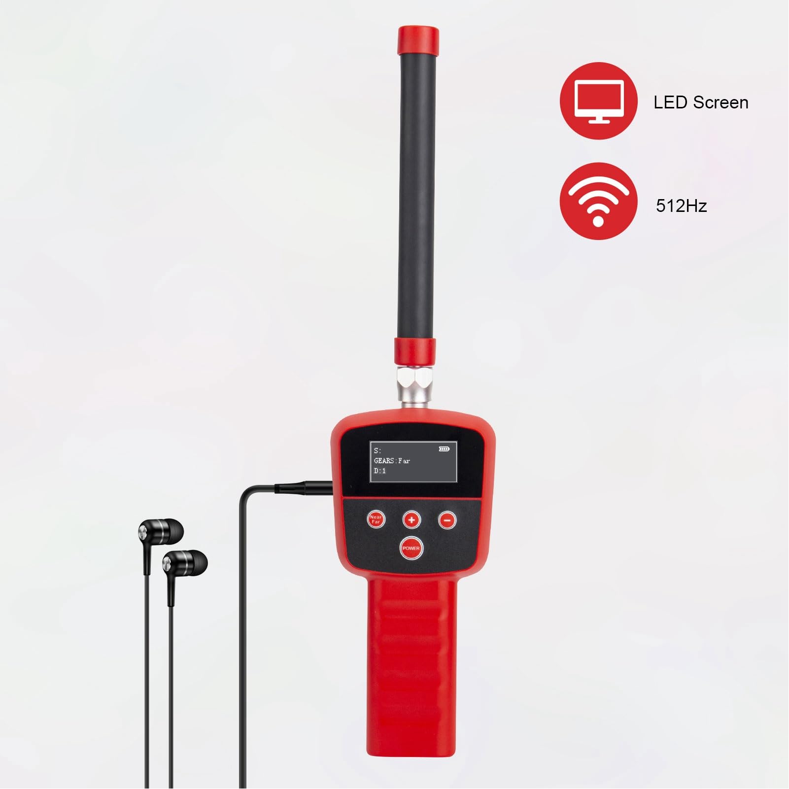 Localizador de cámara de alcantarillado con pantalla LED, receptor localizador de tuberías de 512 Hz y transmisor de sonda para fontanería y exploración subterránea, cable de 100 pies