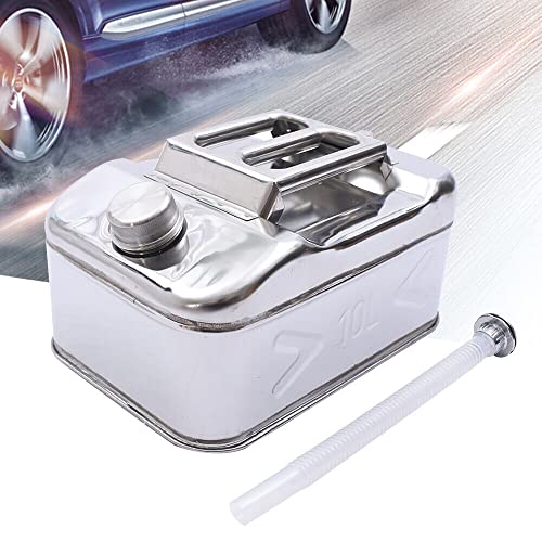 Treeisland Jerrican à essence en acier inoxydable 10 l avec tuyau pour le transport à distance