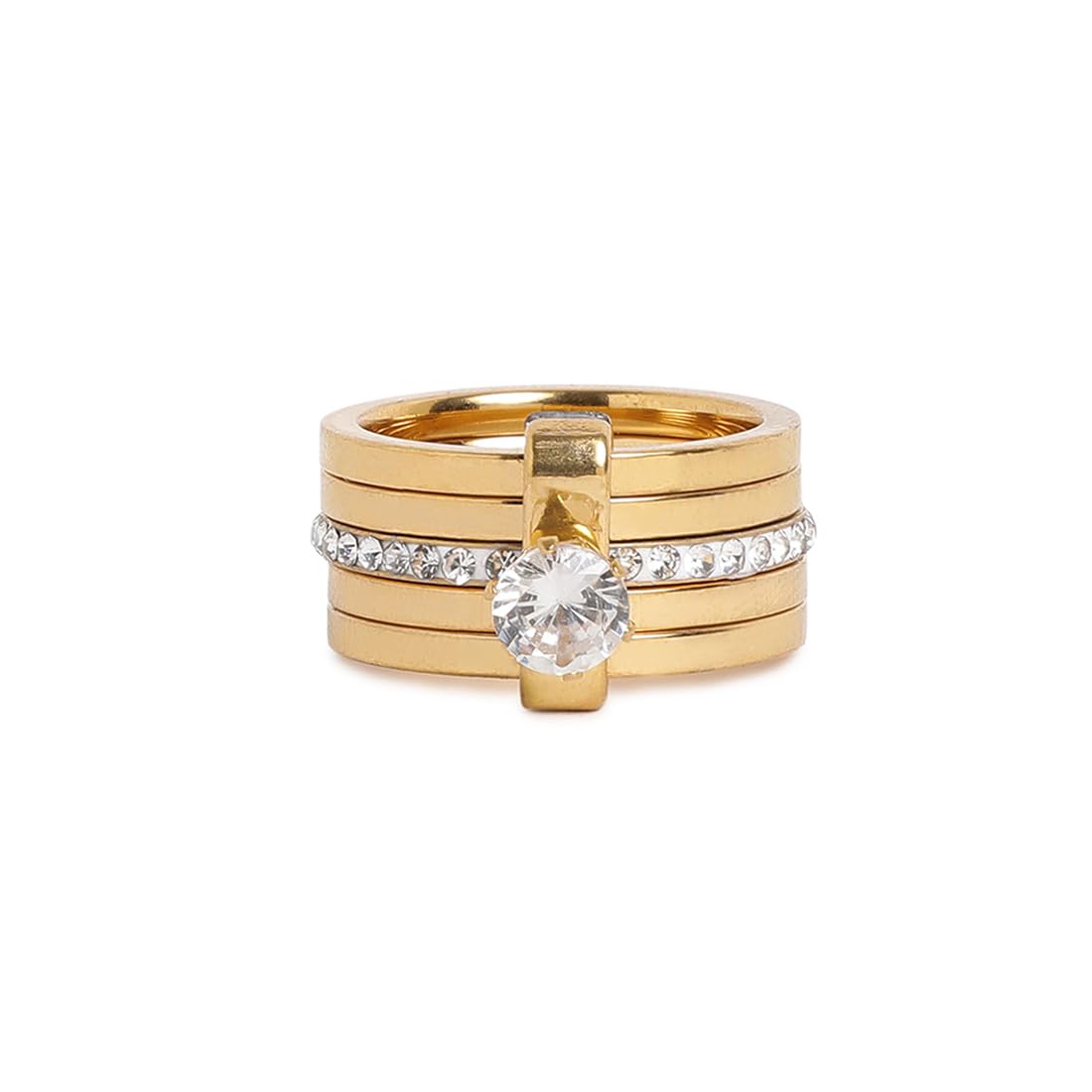El Regalo Bold Titanium Steel Multilayered Stacking Zircon Ring- Anti Tarnish/Waterproof Cubic Zirconia Stainless Steel Promise Ring for Girls & Women (19) (B0CQGBBMGY) Amazon Price History, Amazon Price Tracker
