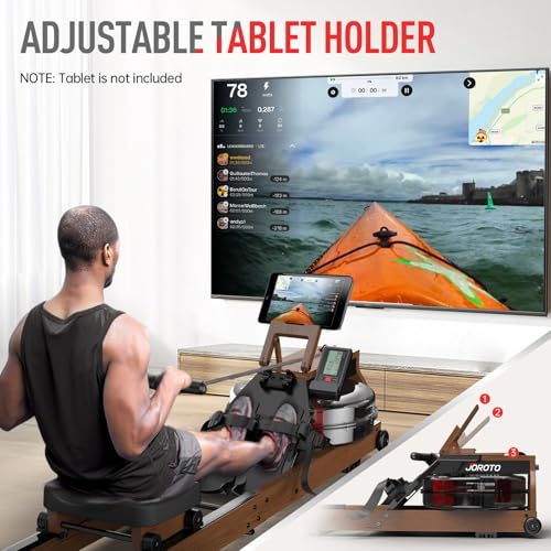 Image of JOROTO Water Rowing Machines for Home, Foldable Rowing Machine with 400LBS Weight Capacity, Dedicated Monitor & Bluetooth APP, Large Water Tank & Comfortable Seat for Immersive Water Rower