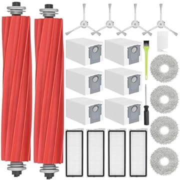 RUKHOOL Accessori di Ricambi per Roborock Qrevo S/Qrevo Pro/QRevo MaxV/Qrevo Plus Ricambio Robot Aspirapolvere, 2 Spazzola Principale, 4 Filtri, 4 Spazzole Laterali, 4 Panni Mop, 6 Sacchetti