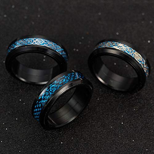 Image of HIJONES Unisex Carbide Fiber Celtic Dragon Spinner Ring Stainless Steel Wedding Spins Band