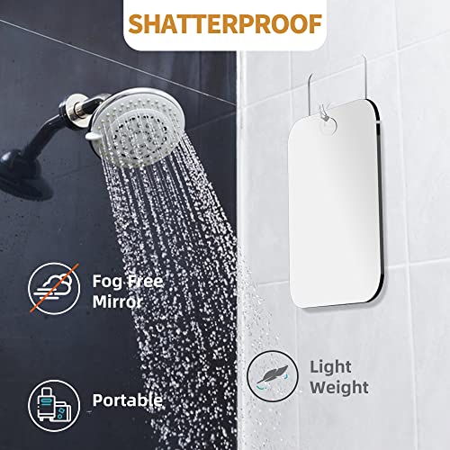 Shower Mirror Fogless For Shaving Mirror For Shower,Unbreakable Mirror,(Small,2 Pack 6''X4'') Anti Fog Shower Mirror,Handheld Frameless Makeup Camping Bathroom Mirror,Small Locker Plastic Mirror #TOP3