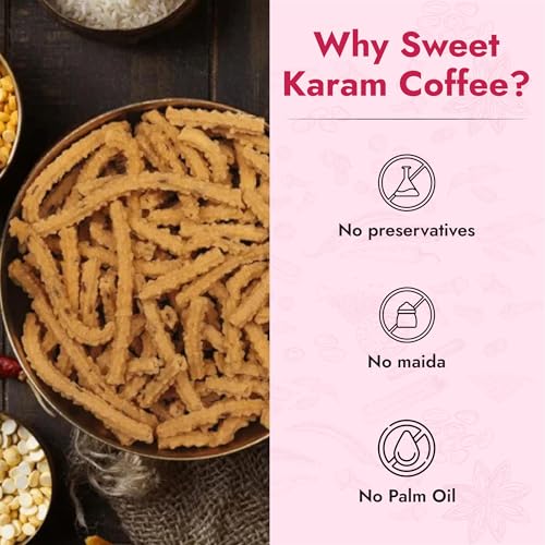 Image of Sweet Karam Coffee Classic Murukku Sticks | No Palm Oil | No Preservatives | South Indian Snack | Crispy Chakli | Tea-Time Namkeen | Festive Special | Deep-Fried Crunchy Treat | Homemade Recipe | 95g