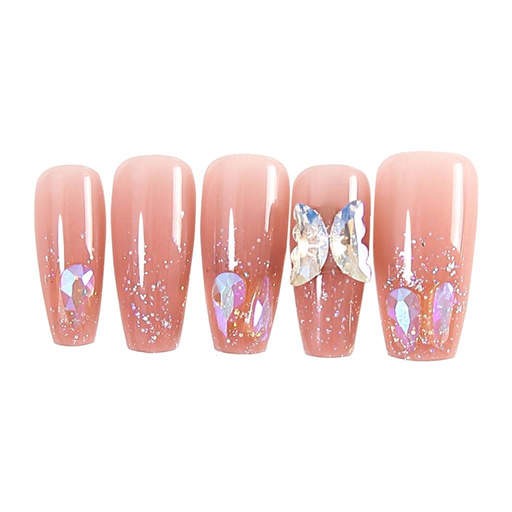 Detachable Butterfly Artificial Nails Coffin False Nails Long Ballerinas False Full Cover Tips
